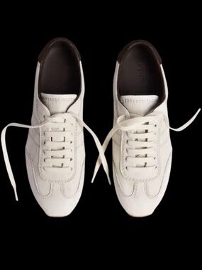 ME+EM Cream leather Retro Runner Sneakers